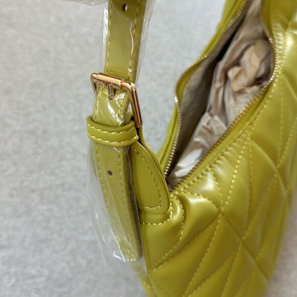 NWT Urban Expressions Bodhi Quilted Vegan Leather Shoulder Purse Bag in Citron - Picture 11 of 14